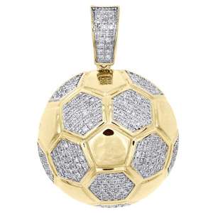 Colgante de Balón de Fútbol de Plata de Ley 925 Bañado en Oro de 14K con Moissanita de Corte Brillante, Estilo Hip-hop de Moda, Dijes y Colgantes - Product Image 2