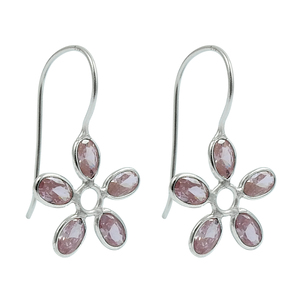 925 argent Sterling rose zircon cubique fleur forme boucles d'oreilles bohème bijoux pour femme bijoux faits à la main en gros - Product Image 1