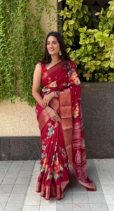 Meilleure vente Saree imprimé de tissage de soie Dola doux et élégant pour un port confortable lors des fêtes et des mariages - Product Image 3