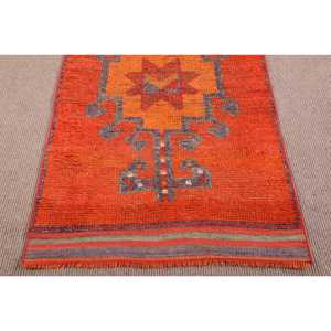Vintage <b>Runner</b> Rug 3x11.5 ft, <b>Red</b> Paisley Turkish Wool Rug - Product Image 5