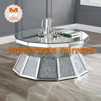 Table basse et tables d'extrémité de miroir de prisme facetté surdimensionné unique populaire