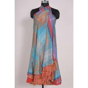 Handmade Vintage Style Women's Art Silk Reversible <b>Skirt</b> Lightweight Minimal Beach Summer Party Dress Natural Waist <b>Wrap</b> Design - Product Image 3