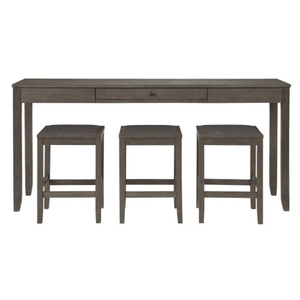 Mesa de bar gris de madera maciza de caoba - Product Image 4