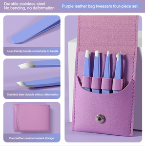 Hot Sale 4pcs Lightweight Reusable Slanted Tip Stainless Steel Volume Eyelash Eyebrow Tweezers Beauty <b>Makeup</b> <b>Tool</b> for Eyebrow - Product Image 6