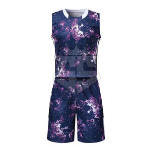 Uniformes de baloncesto de ropa deportiva de último diseño Uniforme de baloncesto de color sólido de impresión personalizada - Product Image 1