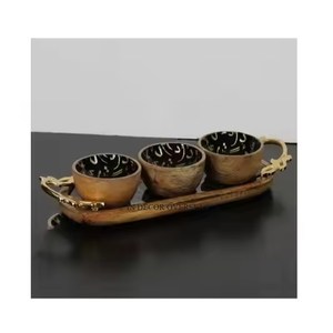 ชามตกแต่งโต๊ะ3ช่องพร้อมเสิร์ฟอาหารและผลไม้แห้งแบบชุบเงาวาววาวสูง - Product Image 5