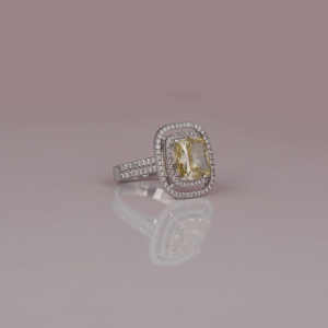 Dernière conception personnalisée jaune coussin coupe laboratoire diamant cultivé 18KT bijoux en or blanc massif IGI certifié Bling bague de fiançailles pour - Product Image 5