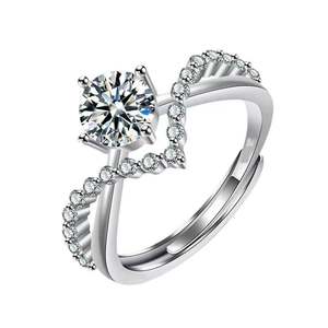 Bagues de couple géométriques réglables en argent sterling plaqué rhodium Jeulia - Product Image 2