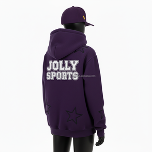 Sweat à capuche pour femme 320 GSM Coton Polyester Doux Respirant Couleur violette Broderie Patch Logo personnalisé Basiques pour femmes Sweats à capuche - Product Image 5