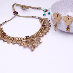 Colliers de temple indien du sud en imitation laiton antique de mode personnalisée plaqué mat pour les festivals de mariage fabricant direct - Product Image 2