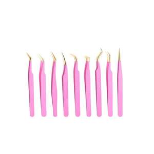 Pinzas rosas de alta calidad, Punta inclinada para pestañas, extensión de pestañas, pinzas para pestañas - Product Image 5