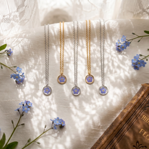 Collier en résine avec fleurs <span class=keywords><strong>de</strong></span> mignonnette pressées, plaqué or et argent, en acier inoxydable, pendentif cercle miniature, ensemble <span class=keywords><strong>de</strong></span> bijoux botaniques - Product Image 1