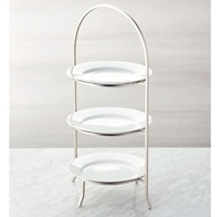 Support d'assiette pour ustensiles de cuisine à 3 niveaux Design simple Support d'assiette plaqué or pour le stockage Affichage de table OEM disponible