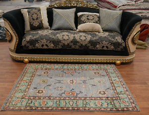 Grand tapis de laine Oushak de haute qualité noué à la main Style turc brodé tapis abstrait en soie pour la cuisine de prière pour n'importe quelle pièce - Product Image 3