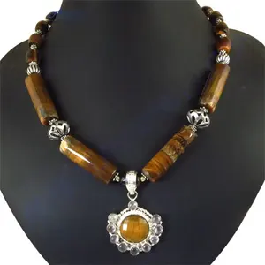 "<b>Fine</b> Beaded Tiger Eye Stone <b>Necklace</b> for Women" - Product Image 3