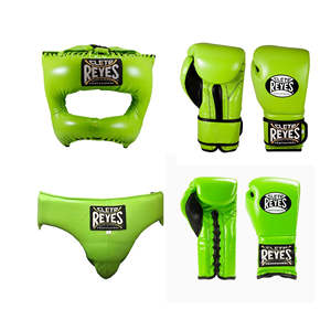 Ensemble de boxe vert avec fermeture à boucle et crochet, gants à doigts complets, protège-joues, protège-tête, séchage rapide, respirant, cuir de vache véritable, arts martiaux - Product Image 6