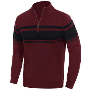 Vente directe d'usine pull à manches longues en coton à col rabattu pour homme tricots côtelés anti-empilage personnalisés OEM ODM - Product Image 1