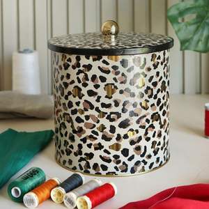 Kontensan ER147V4 175x180 mm Gold Leopard Print Pattern Metal Round Canister Knob Handle for <b>Food</b> <b>Storage</b> & <b>Container</b> - Product Image 5