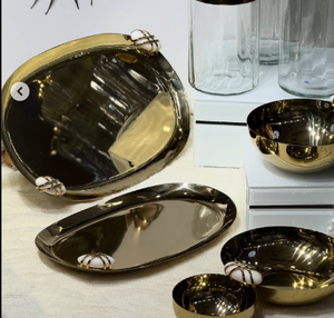 Cuencos y bandejas dorados para encimeras y mesas decorativas para el hogar para ensaladas y fruteros y tazones de nueces - Product Image 4