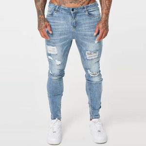 กางเกงยีนส์ขายาวสำหรับผู้ชายทรงสกินนี่มีสไตล์ออกแบบได้ตามต้องการ - Product Image 3