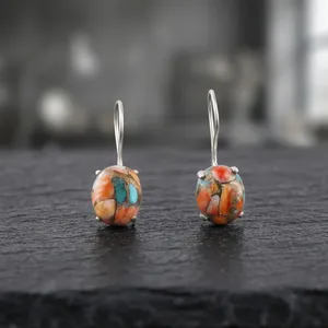 Pendientes de Plata de Ley 925 con Gemas de Ostra Espinosa Multicolor de Diseño 2026, para Mujeres y Niñas - Product Image 5