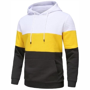 Sweat à capuche athlétique de performance haut de gamme, blanc épais, entièrement blanc, avec capuche jaune canari vif - Product Image 3