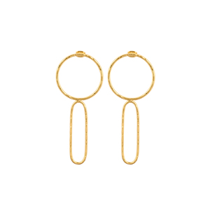 Handmade Designer <b>Brass</b> Stud Earring Yellow Gold Plated Circle Fashion Jewelry for Weddings Unique Gifts for Women - Product Image 1