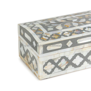 Caja de joyería con incrustaciones de madreperla de resina para decoración del hogar, caja de anillo de Material de madera para decoración de cajas de salida de oficina en casa - Product Image 2