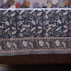 Hand Block Print Rectangular <b>Table</b> <b>Cloth</b> Organic Cotton Floral Design for Fine Dining <b>Table</b> Decor Durable and Wholesale Bulk - Product Image 3