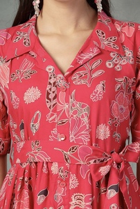 Vestido Midi Ajustado y Evase con Estampado Floral de Alta Calidad para Mujer, Elegante Diseño Estampado, Vestido para Mujer para Fiestas - Product Image 4