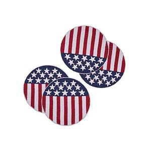 Eye Design Lot de quatre sous-verres de table faits à la main en perles de verre carrées bleues et blanches pour mariage - Product Image 6