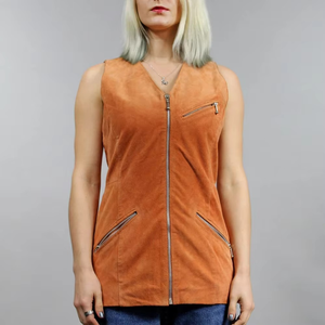 Nuevo Chaleco de Cuero para Mujer, de Alta Calidad, Estilo Motero, de Cuero Genuino, Cortavientos, Moderno, en Diferentes Colores Lisos - Product Image 5