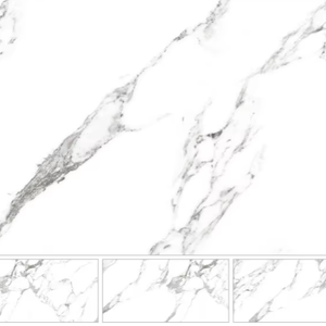 Panneau mural en céramique minimaliste moderne effet marbre, veines blanches et grises, 600x1200mm, finition brillante, matériau multifonctionnel, Leo Stone - Product Image 1