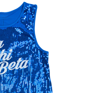 Zeta Phi Beta Camiseta sin mangas azul real con lentejuelas completas con logotipo bordado de escritura Hermandad de mujeres Ropa griega Ropa brillante personalizada - Product Image 2