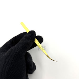 Pinzas para Pestañas de Acero Inoxidable Japonés con Punta Dorada de Aislamiento Largo de 45 Grados, Marca Privada - Product Image 6