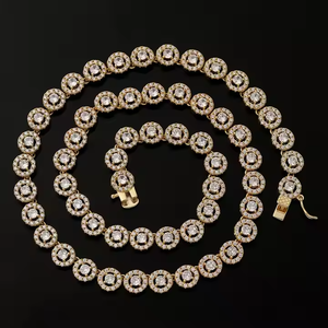 LustraLink Yellow Gold <b>Statement</b> <b>Necklace</b> with Luminous Sparkle Fine Link Chain Design EternaGlow Elegance for Gift Occasions - Product Image 1