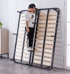 Modern <b>Oak</b> Foldable Bed <b>Frame</b> for Bedroom Apartment Hotel Use Reinforced Thickened Design - Product Image 5
