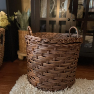 ตะกร้าหวายทรงตรงกลมสีน้ำตาลเข้มตะกร้าสานด้วยมือสำหรับเก็บของและตกแต่งตามธรรมชาติ - Product Image 5