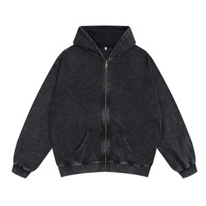 Venta al por mayor 100% algodón ropa casual Hombre cremallera ácido lavado sudaderas con capucha de alta calidad de los hombres deportes cremallera Sudadera con capucha para la venta - Product Image 2