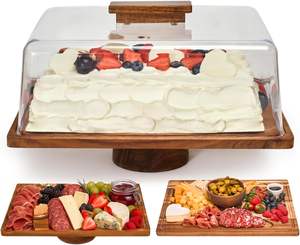 Bandeja de Madera Ecológica Clásica y Elegante de Alta Calidad con Tapa, Soporte para Pastel, Apta para Lavavajillas y Microondas, Decoración para Fiestas, Frutas y Postres - Product Image 2