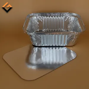 Пищевой одноразовый контейнер из алюминиевой фольги 450 мл алюминиевый лоток прямоугольник алюминиевые фольгированные пластины с крышками