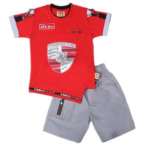 Costume à manches courtes pour garçons 6B-02 - Rouge - Product Image 1