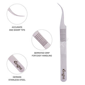Pince à cils en acier inoxydable argenté pour extensions de cils Outils à sourcils Volume de 90 degrés Conseils en fibres Outils de maquillage Pointe pointue - Product Image 4
