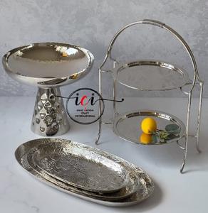 Support à gâteau en métal à 2 niveaux écologique Verre texturé fini Nikil décoratif Texture unique pour la maison, le restaurant et le mariage - Product Image 3