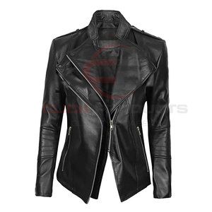 Vestes en cuir pour femmes personnalisées de qualité supérieure Tissu en toile confortable et respirant avec nouveau design Veste en cuir matelassée pour femmes - Product Image 4