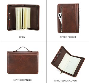 Tùy chỉnh padfolio thư mục nhà sản xuất, đa chức năng <span class=keywords><strong>Zip</strong></span> da A4 Kích thước thư mục tập tin Nâu danh mục đầu tư tùy chỉnh logo LP-0008 - Product Image 4