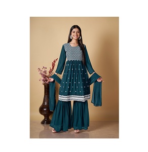 Nouveau design de broderie en tissu Georgette de qualité supérieure et robe de mariée Lucknowi Work Elegance Style du fournisseur indien - Product Image 1