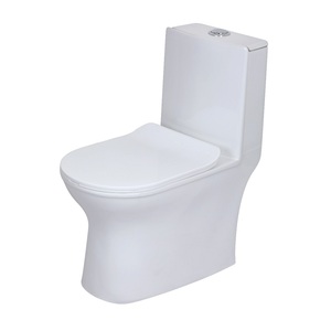 Inodoro compacto de una pieza de cerámica blanca con descarga de ahorro de agua y asiento de cierre suave para hogares modernos de la India - Product Image 2