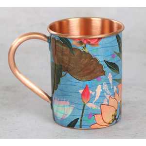 Mug en cuivre imprimé par des designers, de haute qualité, avec des illustrations indiennes vibrantes, pour une collection de vaisselle unique, au prix de gros - Product Image 2