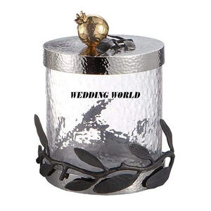 Pot de bonbons martelé en métal fini cuivre et or Excellente qualité Serveur de noix fait à la main Pot de fruits secs en gros élégant classique - Product Image 6